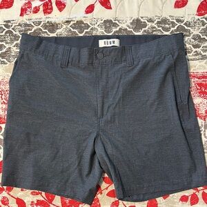 Flat Front Gray Shorts with Textured Fabric